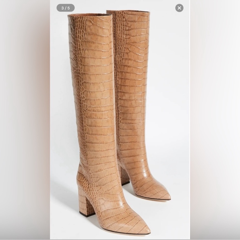 ISO: Paris Texas Block Heel Croc Embossed Boots